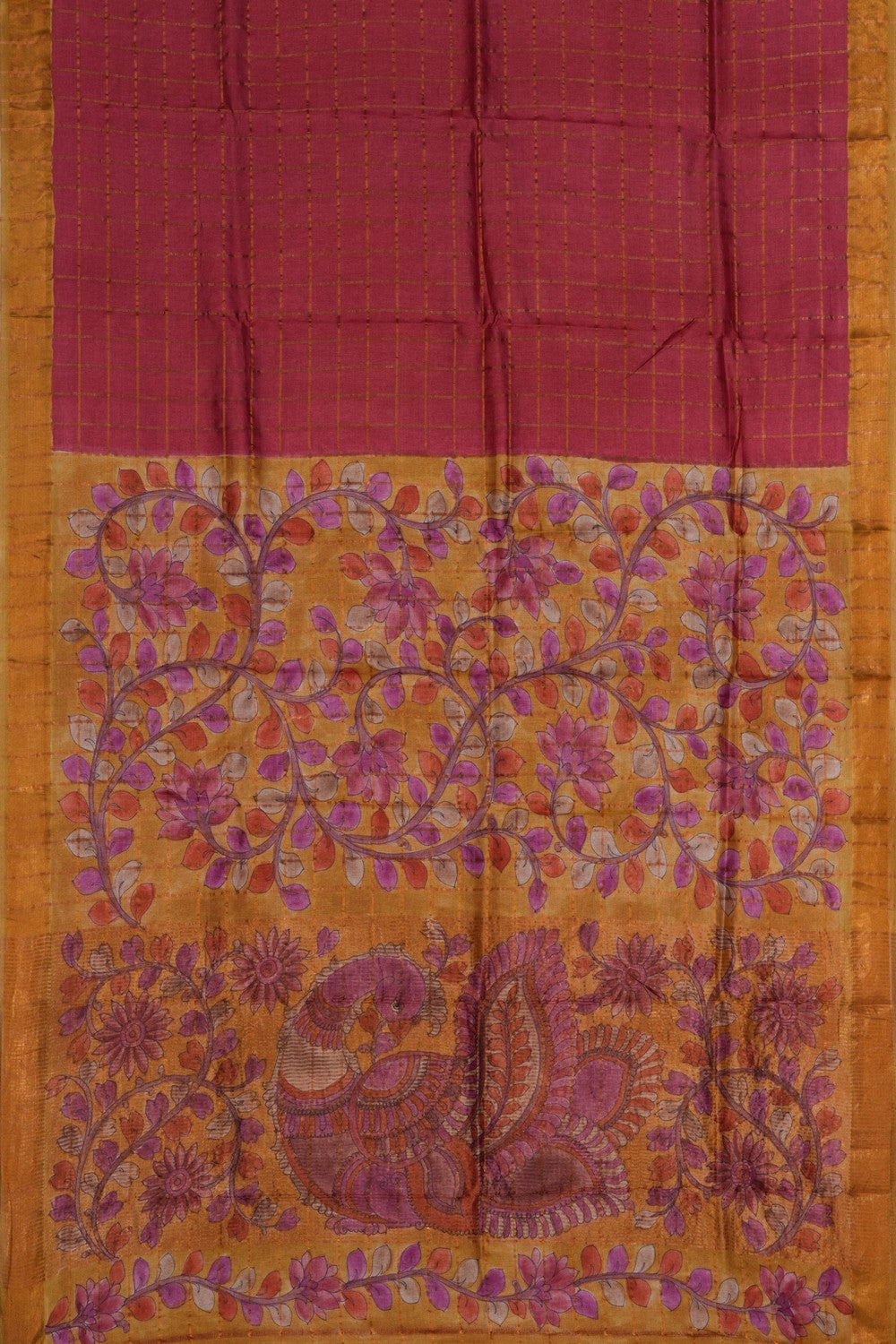 Image of A Tussar Red Saree